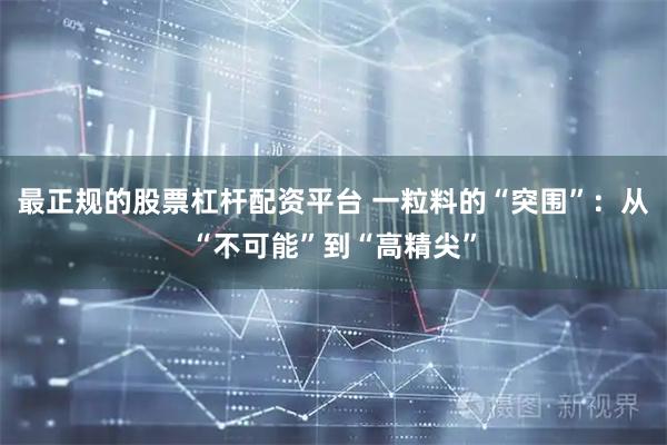 最正规的股票杠杆配资平台 一粒料的“突围”：从“不可能”到“高精尖”